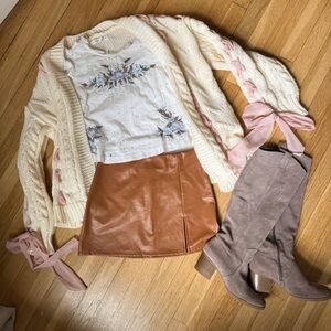 Altar'd State Brown Faux Leather Miniskirt Size XS